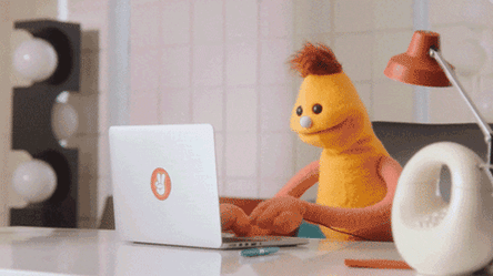 Puppet typing in a Laptop